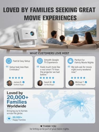 【Official Licensed Google TV】4K Smart Projector with WiFi and Bluetooth, VOPLLS Outdoor Projectors with Dolby/Auto Focus, Portable Movie Phone Wireless Gaming Wifi Proyector for Bedroom/Home/Celling