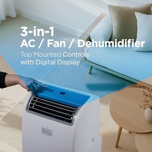 BLACK+DECKER Air Conditioner, 14,000 BTU Air Conditioner Portable for Room up to 700 Sq. Ft. with Remote Control, White — view 4
