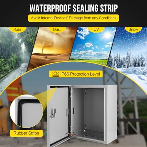 Complete Outdoor Electrical Enclosure Kit – 16x12x8 Inch IP66 Weatherproof Steel Box with Hinged Lockable Door & Pre-Drilled Mounting Plate for Residential & Commercial Circuit Protection — view 4