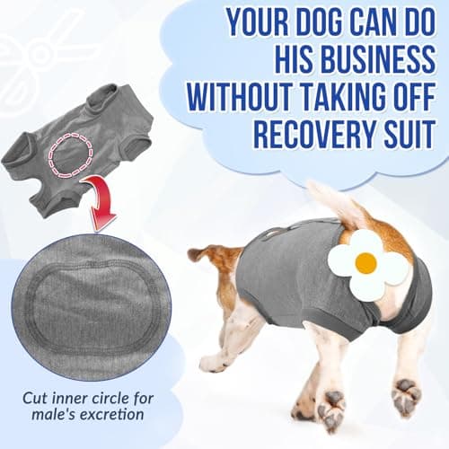 Lukovee Recovery Suit for Dogs, Onesie Surgery Recovery Suit for Female Male Dogs, Abdominal Wounds Cone E-Collar Alternative Prevent Licking Spay Recovery Suit (GY,XXL) — view 3