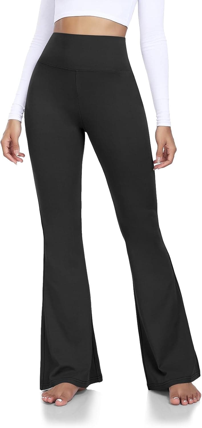 ACTINPUT Yoga Pants for Women Flared Leggings High Waisted Bootcut Black Trousers Women's Workout Bootleg Stretchy Leggings High Waist XS Black 29‘’