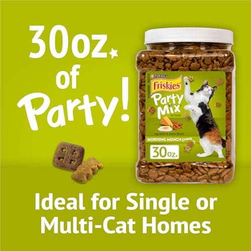 Purina Friskies Party Mix Morning Munch Crunch Egg, Bacon and Cheese Flavors Cat Treats - 30 oz Canister — view 2