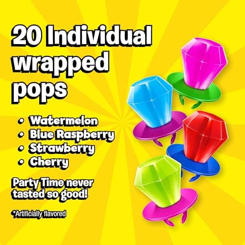 Ring Pop Lollipops - Bulk Candy Individually Wrapped Suckers Variety Party Pack- 20 Count w/Assorted Flavors - Hard Candy for Party Favors, Kids & Goodie Bag Stuffers 0.63 Pounds — view 2