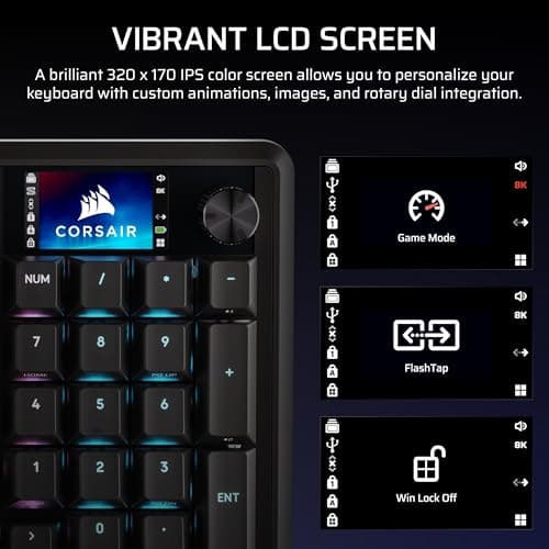 CORSAIR Vanguard 96 Wireless Mechanical RGB Gaming Keyboard – QWERTY US, 96% Layout, Hot-Swappable MLX Switches, 8000Hz Hyper-Polling, Stream Deck Integration, Flashtap SOCD – Black — view 4