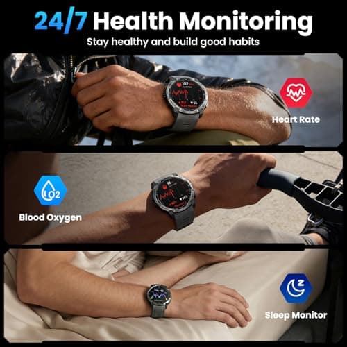 Military Smart Watch for Men with GPS, 1.43" AMOLED Bluetooth Call, LED Flashlight, Rugged Tactical Watch for Android iOS, 3ATM Waterproof Fitness Tracker with Heart Rate Pedometer — view 4