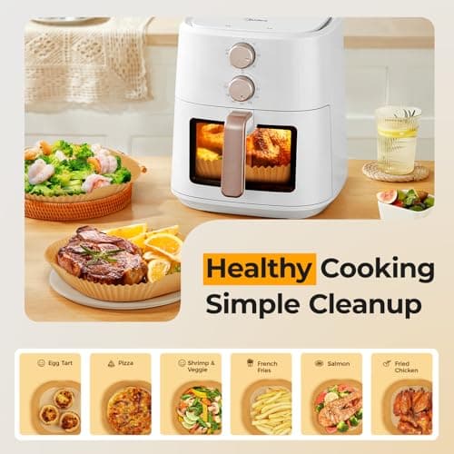 Air Fryer Paper Liners, 125Pcs Parchment Paper, Air Fryer Liners Disposable for Microwave, Non-Stick Air Fryer Liner Square Free of Bleach (8IN) — view 7