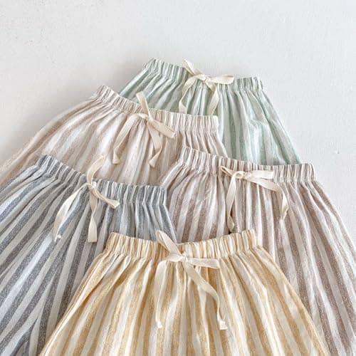 Toddler Boys Cute Striped Pants Baby Girls Baggy Cotton Linen Sweatpants with Drawstring Summer Elastic Waist Barrel Joggers Breathable Lightweight Trousers,Coffee, Size 12-18 Months — view 4