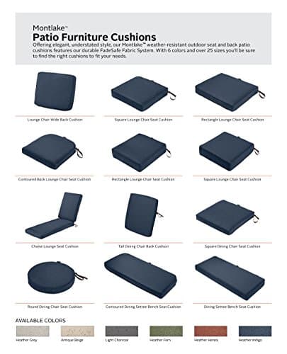 Classic Accessories Montlake Patio Fade Safe Seat Cushion Slip Cover, Heather Indigo 23" Wx25 Dx5 T — view 5