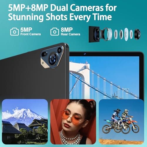 2026 Upgraded Android 15 Tablet 10 inch Octa-Core Tablets with 22GB+128GB+1TB, Dual Camera, 8000mAh, 1280x800 IPS HD Touch Screen, Support Widevine L1, 5G WiFi, GPS with Protective Cover - Metal Grey — view 3