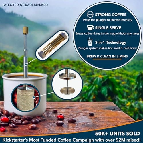 FinalPress Original Coffee & Tea Maker – Portable Stainless Steel Micro French Press – Patented 3-in-1 Technology for Hot, Iced & Cold Brew – Perfect for Home, Camping & Travel — view 4