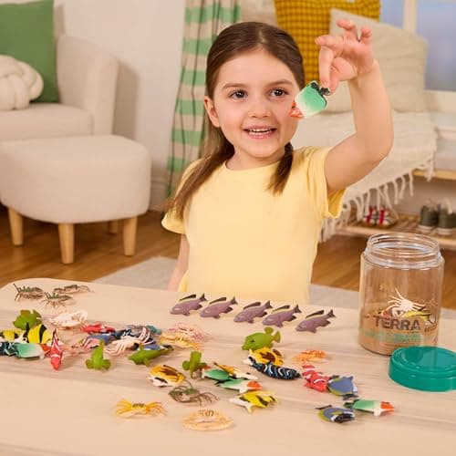 Terra by Battat Tropical Fish World, 60 Mini Ocean Animal Figures, Animals