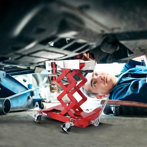 Garvee Transmission Jack 450 LBS Capacity: Low Profile Lift with 2M Safety Straps & 4 Brake Wheels, 7-23 Inch Range for Car & Truck Repair (Red) — view 7