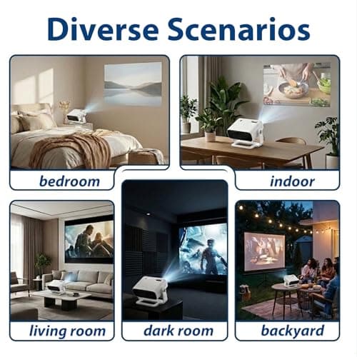 Wielio 2026 Smart Projector Android TV with WiFi 6 and Bluetooth 5.0 Built in 1000+ Apps 240 ANSI Portable Bedroom Mini Movie Projector Support 4K/1080P Auto Keystone & Zoom — view 3