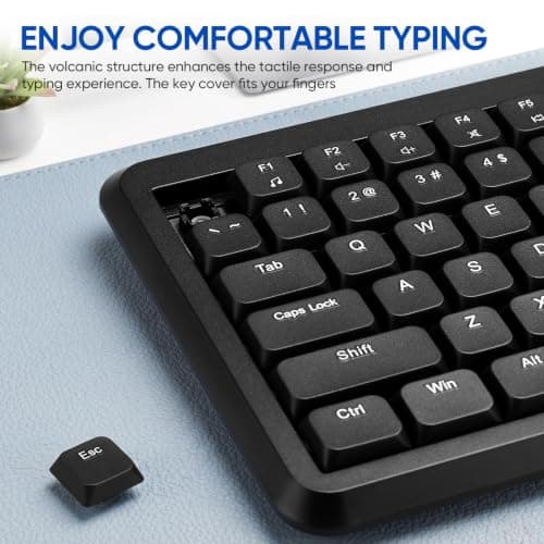 Guiheng Wired Computer Keyboard, Plug Play USB, Large Number Pad, LED Indicators，Ergonomic, Anti-Wear Letters Full Size Keyboard,for Windows Mac PC Laptop-Black