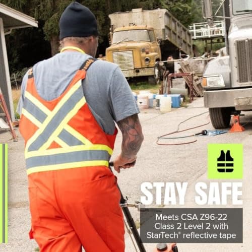 Pioneer Hi Vis Safety Overalls for Men - For Construction, Traffic, Sanitation - Class 2 - 7 Pockets - High Visibility Orange — view 6