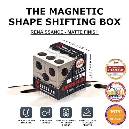 SHASHIBO Dice Paradise - Shape Shifting Box - Award-Winning, Patented Magnetic Puzzle Cube w/ 36 Rare Earth Magnets - Fidget Cube Transforms Into Over 100 Shapes (Renaissance)