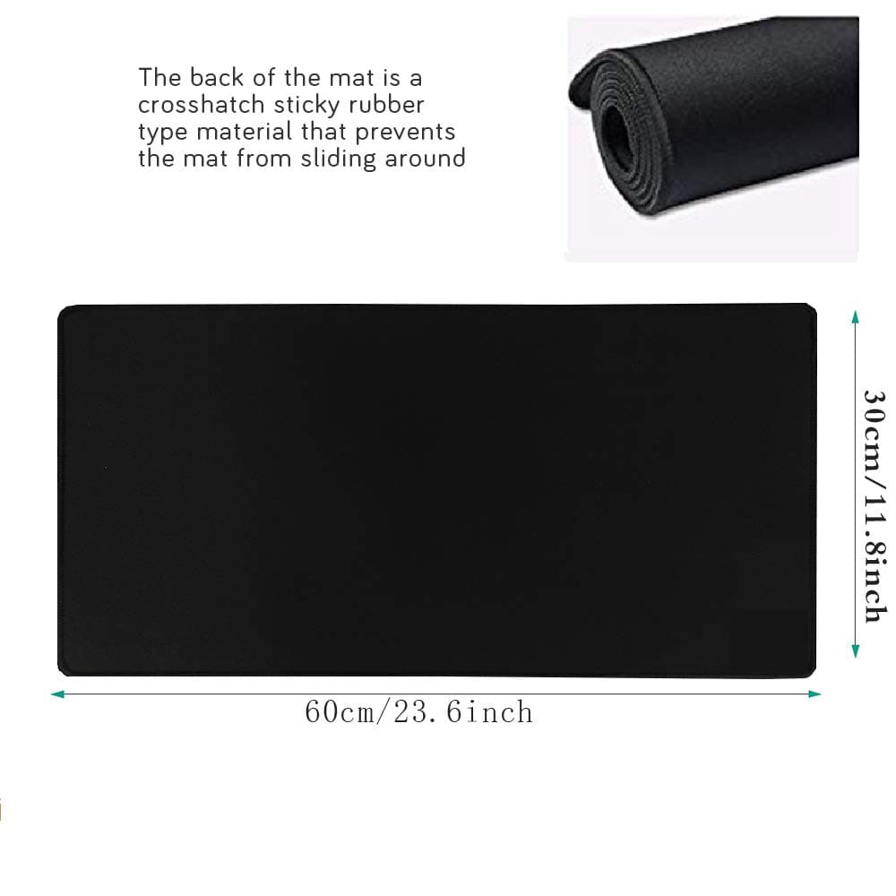 HIHUHEN Mouse mat/Large Mouse Pad 600x300x3 mm | XL mousepad | desk mat/Gaming Mouse pad | improved precision and speed | rubber base for stable grip on smooth surfaces | table pad(60x30 Black) — view 2