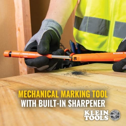 Klein Tools 86501 Skribes 2.8 mm Mechanical Carpenter Pencil with Built-In Sharpener, 4 Refills, and Deep Hole Marking for Woodworking and Construction — view 2