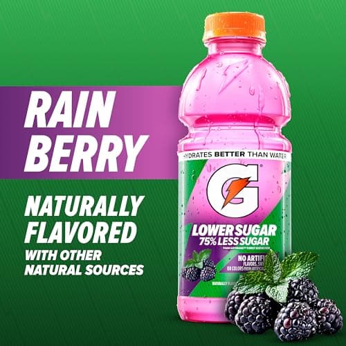Gatorade Lower Sugar Sports Drink, Rain Berry, 12 fl oz Bottles, (12 Pack) — view 3
