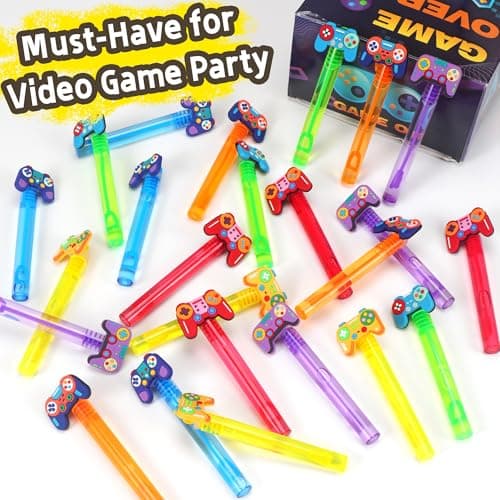 24Pcs Video Game Bubble Wands for Kids Party Favors Supplies Decorations, Pinata Goodie Bag Stuffers & Classroom Prizes Valentines Easter Halloween Christmas Stuffers — view 2