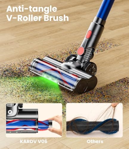 KARDV Cordless Vacuum Cleaner, 500W/40Kpa Vacuum Cleaners for Home, 60Mins Stick Vacuum with LED Display, Anti-Tangle & Wall Mount Charging, 8 in 1 Lightweight Vacuum for Hard Floors Carpet Pet Hair — view 2