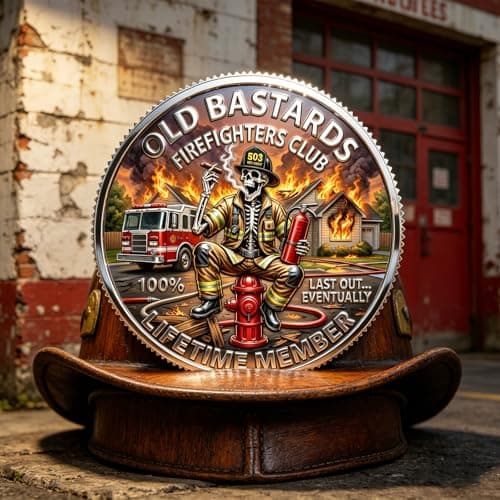Firefighters Club Honor Coin, Firefighter Challenge Coin, Old Bastards Firefighters Club Commemorative Coins, Courage Honor Brotherhood Coins, Gift for Firefighters (10pcs) — view 2
