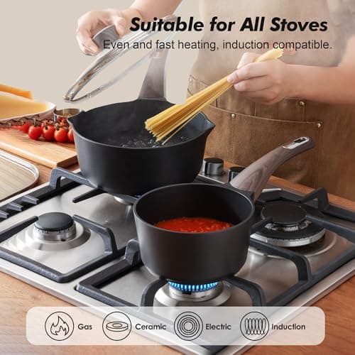 SENSARTE Nonstick Sauce Pan with Lid, 2.0 Quart Small Saucepan, Multipurpose Cooking Pot with Stay Cool Handle, Non toxic Kitchen Sauce Pot, Non stick Small Pot, Induction Comptable, PFOA Free — view 3