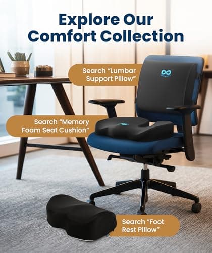 Everlasting Comfort Lumbar Support Pillow for Office Chair - Memory Foam Back Cushion for Car Seat - Promotes Better Posture, Back Pain Relief - Ideal Gaming and Desk Chairs Work and Home Essentials — view 5