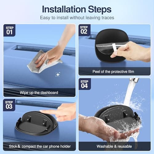 Loncaster Car Phone Holder, Car Phone Mount Silicone Car Pad Mat for Various Dashboards, Slip Free Desk Phone Stand Compatible with iPhone, Samsung, Android Smartphones, GPS Devices and More, Black — view 5