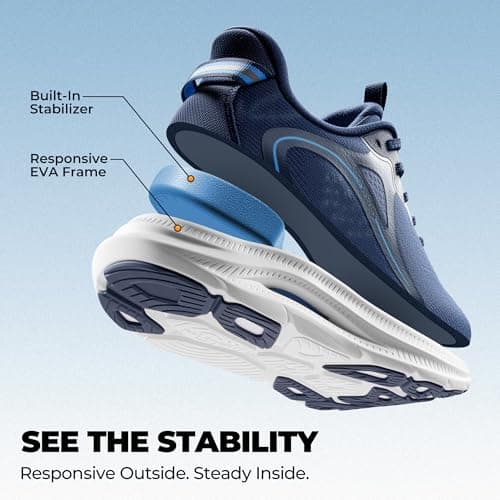 ALLSWIFIT Men's Slip On Stability Support Walking Shoes Coushioning Non Slip Breathable Comfortable Cross Trainer Workout StediCore Running Gym Fashion Sneaker,Size 10.5,Blue,SARS26011M — view 3