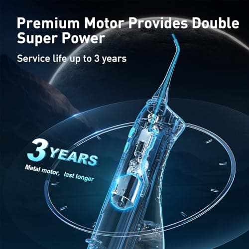 COSLUS ADA Accepted Water Dental Flosser Teeth Pick C20: Portable Cordless Oral Irrigator 300ML Rechargeable Travel Irrigation Cleaner IPX7 Waterproof Electric Flossing Machine, Professional Set Black — view 5