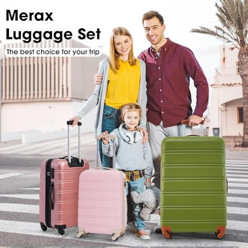 Merax Luggage sets of 2 Piece 20 24 IN Carry on Luggage Hard Case White Pink Luggage Expandable Checked Luggage Suitcase Set with Wheels — view 2