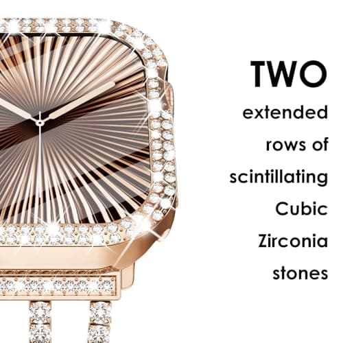 Surace Bling Apple Watch Case with Screen Protector Compatible with Apple Watch Series 11 Series 10 42mm, Crystal Diamond Overall Protective Case Face Cover Bumper 42mm, Rose Gold — view 2