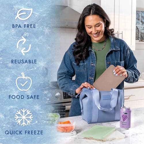 Cool Coolers by Fit & Fresh XL Slim Ice Packs, Quick Freeze Reusable Ice Packs for Lunch Boxes & Coolers, Long-Lasting, Space Saving Cooler Ice Packs, Multicolor, 4Pk — view 3