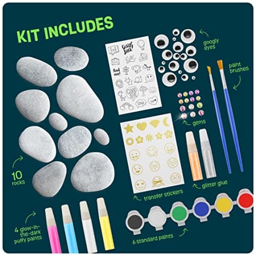 Kids Rock Painting Kit - Glow in The Dark - Arts & Crafts Christmas Gifts for Boys and Girls Ages 4-12 - Craft Activities Kits - Creative Art Toys for 4, 5, 6, 7, 8, 9, 10, 11 & 12 Year Old Kids (Glow In The Dark) — view 3