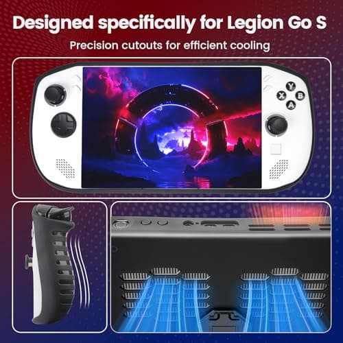 SyVend 3 in 1 Carrying Case Set for Lenovo Legion Go S 2025, Hard Travel Pouch with TPU Silicone Cover Kickstand and 2 Pack Tempered Glass Screen Protector, Portable Storage Bag - Black — view 2