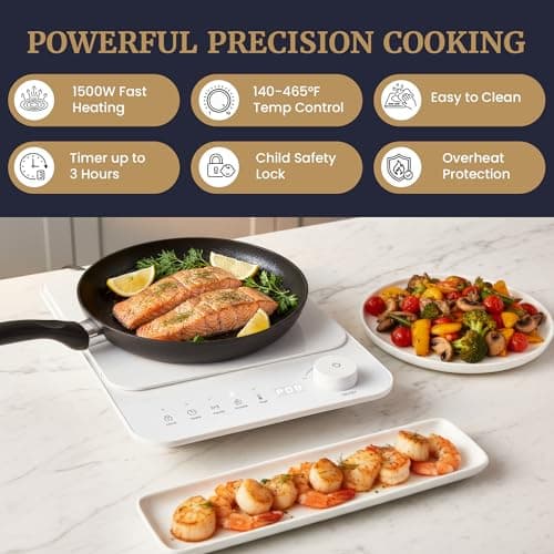 Elite Gourmet Slim Portable Induction Cooktop, 1500W Countertop Burner with 10 Power Levels & Temperature Control (140°F–465°F), Ultra-Slim 2" Design, Digital Touch Controls, Timer & Child Lock — view 2