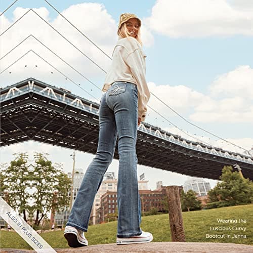 WallFlower Luscious Curvy Bootcut Jeans for Women Mid-Rise Insta Stretch Denim in Petite, Midsize, Plus Size, Juniors Jeans, Jenna, 16 Plus Long — view 2