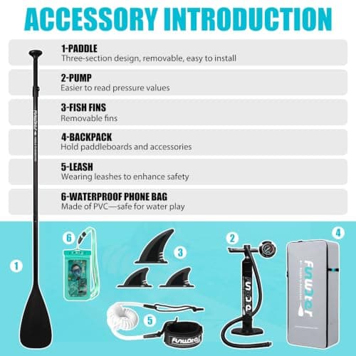 FunWater 10'6''/11'/11'6''Inflatable Ultra-Light Stand Up Paddle Board for All Skill Levels with Premium SUP Paddleboard Accessories,Non-Slip Comfort Deck for Youth & Adults — view 5