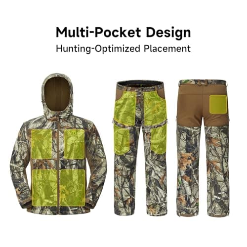 TIDEWE Hunting Clothes for Men with Fleece Lining, Safety Strap Compatible Hunting Jacket and Pants, Water Resistant Silent Hunting Suits for Climbing, Hiking, Camping (Next Camo, Size L) — view 3