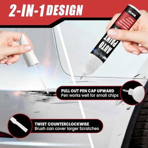 Touch Up Paint for Cars (Pearl White Multi-Coat PPSW), Compatible with Tesla Model Y/3/X/S, 0.4 fl oz Color Accurate 2-in-1 Car Paint Scratch Repair Pen, Easy to Use, Fast-Drying, Long-Lasting — view 2