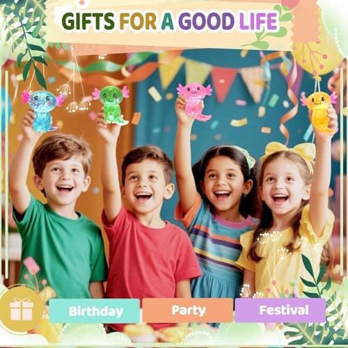 Axolotl Squishy Stress Relief Toy Glitter Fidget Toys Cute Malt Sugar Axolotl Toy Fidget Toys for Kids Youth Adult, Party Favors Anxiety Relief Squishy Toys(Blue) — view 6