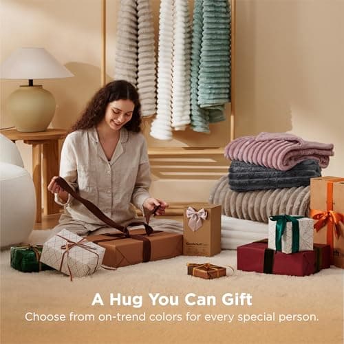 Bedsure GentleSoft Beige Throw Blanket for Couch - Teacher Appreciation Graduation Gifts Birthday Gifts for Women Her, Cozy Fleece Blankets for Women, Small Plush Fuzzy Throws for Girls, 50x60 Inches — view 5