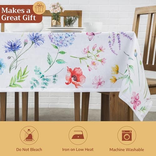 Maison d' Hermine Table Cloth Rectangle Table 100% Cotton 60 x 120 Inches Tablecloth Reusable Decorative for Dining Kitchen Room Farmhouse Party Home Hotel Restaurant Spring Summer - Just Floral — view 4