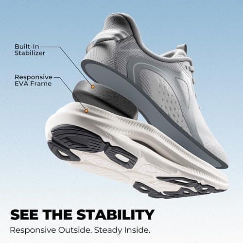 ALLSWIFIT Men's Slip On Stability Support Walking Shoes Coushioning Non Slip Breathable Comfortable Cross Trainer Workout StediCore Running Gym Fashion Sneaker,Size 10.5,Grey,SARS26011M — view 3