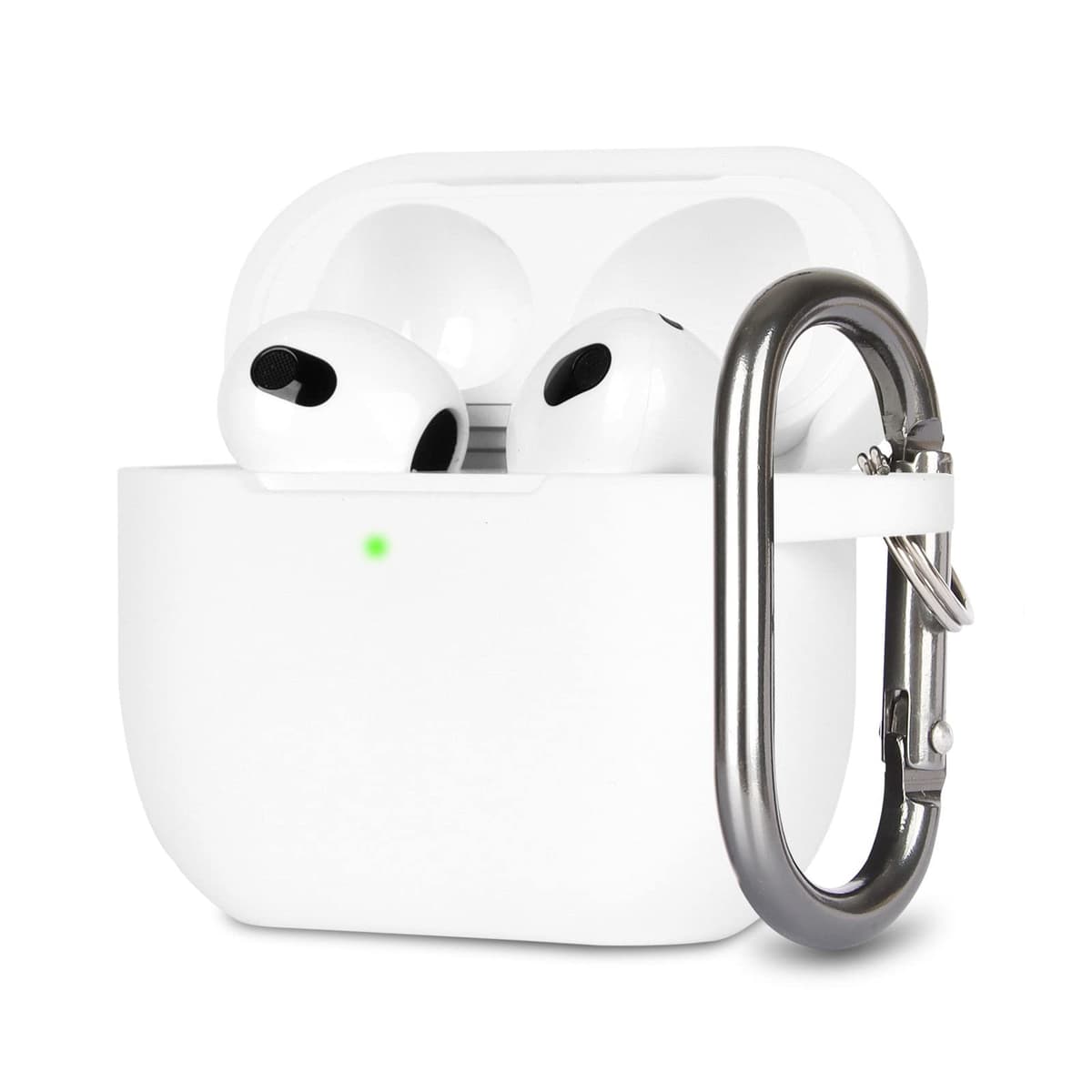 Funda de Silicona Compatible con AirPods 3, Anti-rasguños, Anti-Polvo, LED Frontal Visible, Funda Premium Silicona para AirPods 3.ª Generación (2021) con Mosquetón, Coral Orange — view 26