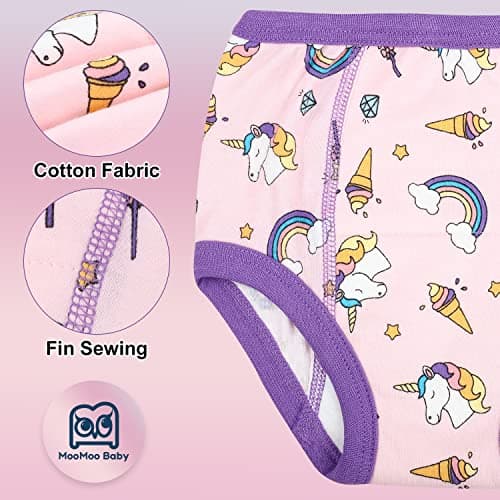 MooMoo Baby Training Underwear 10 Packs Absorbent Toddler Training Pants for Boys and Girls Cotton Pink 3T — view 3