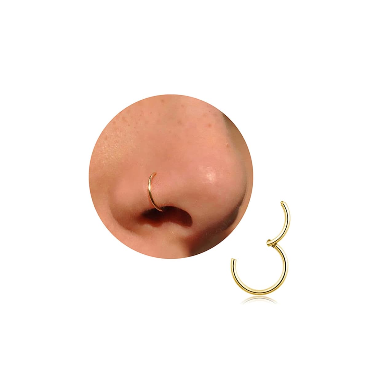 20G 18G 16G Titanium Nose Ring Hoop, Cartilage Hoop Earrings for Women Men Silver Gold Nose Ring Septum Ring Tragus Conch Helix Daith Lip Piercing Jewelry 6mm/7mm/8mm/9mm/10mm