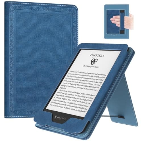 MoKo Case for All-new 6" Kindle(11th Generation, 2024/2022 Release)/(10th Gen,2019)/Kindle(8th Gen, 2016), Ultra Lightweight PU Shell Cover with Auto Wake/Sleep for Kindle 2024, Blue Vintage Twill
