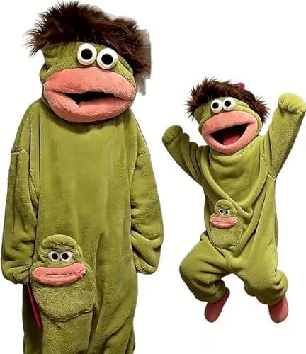 Silly Onesie Adult Funny Big Mouth Monster Hooded Fleece Pajamas Plush One Piece Cosplay Loungewear No Comb and Shoes
